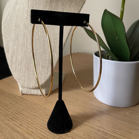 3in Gold Hoops - Picture 2 of 3